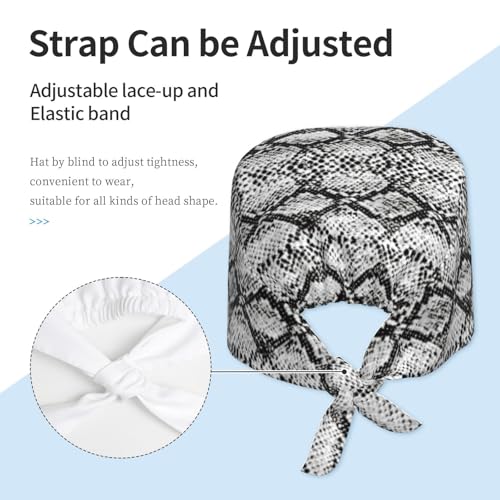 Image of Working Cap Scrub Cap with Sweatband Adjustable Unisex Women Tie Back Hat Nurse Surgical Caps