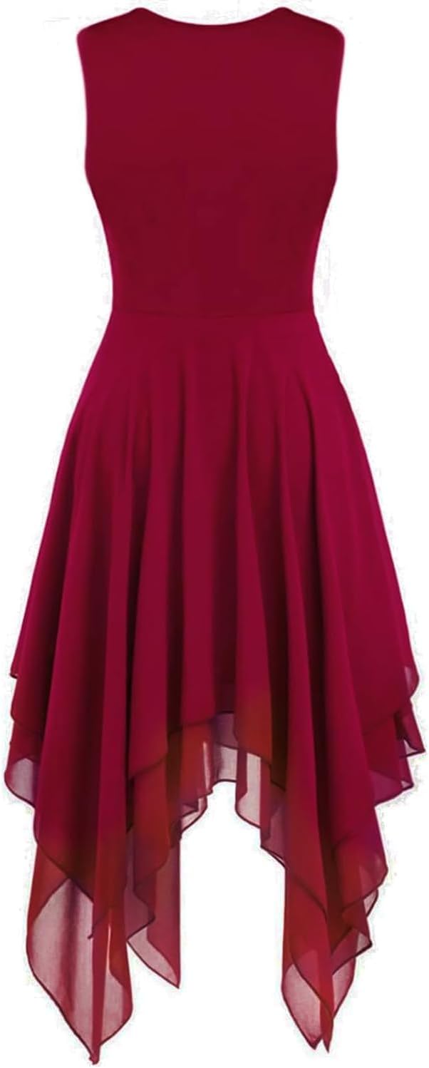 Praise Dance Tunic Dresses for Women Sleeveless Gold Color Block Irregular Flowy Skirt Worship Lyrical Dance Costume