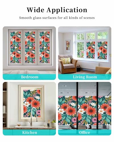 Película decorativa para ventana con flores tropicales 17.7x39.3 pulgadas miniatura 7