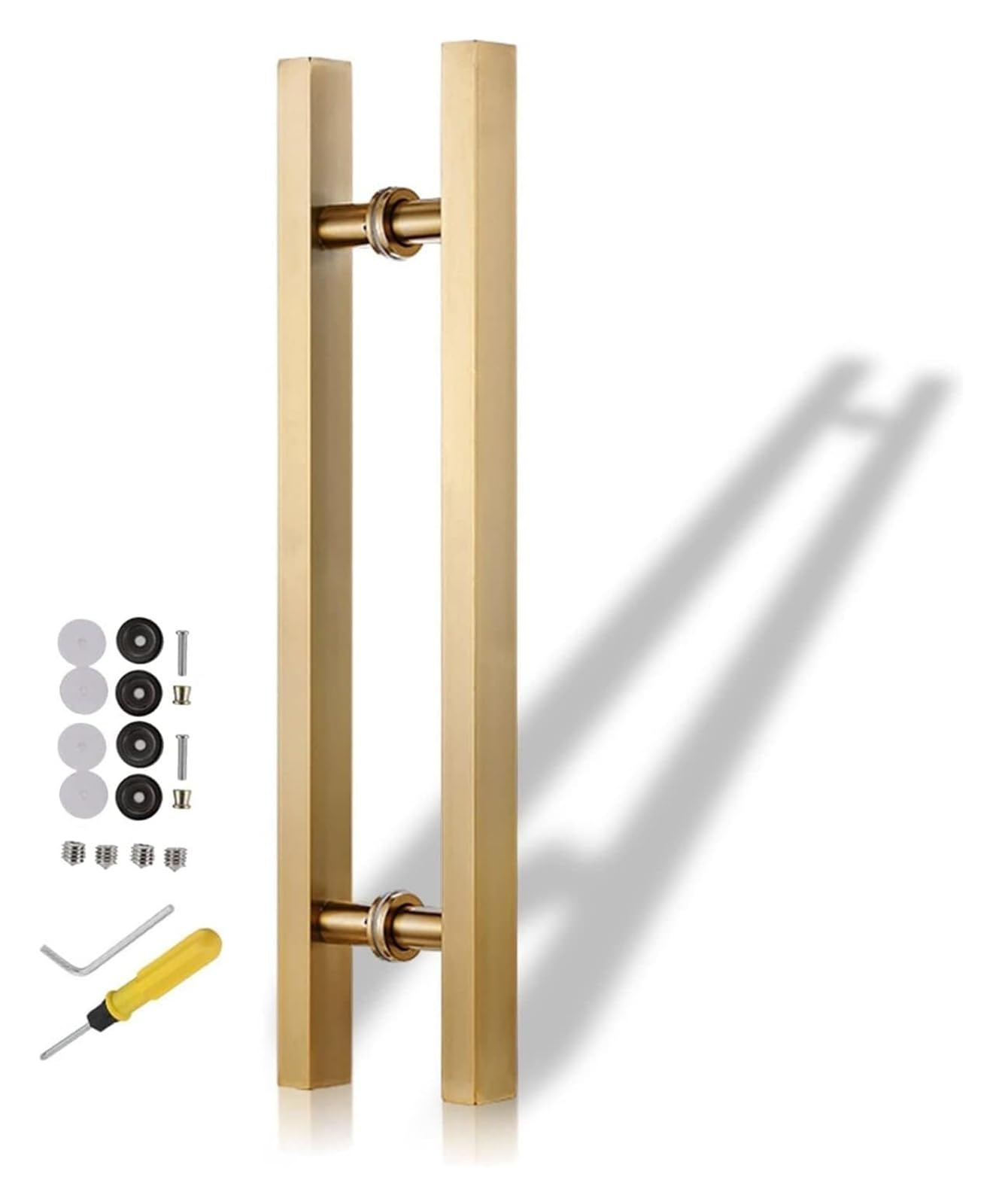 Poignée de grange carrée dorée 80cm pour manipuler sans effort les portes lourdes