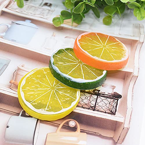 Zupro 26 Pcs Artificial Fake Lemon Slices Simulation Lemon Fake Fruit Realistic Fruit Decoration,For Fruit Bowl Home Kitchen Table Cabinet Decor Weddings Party Decor Photography Prop #TOP4