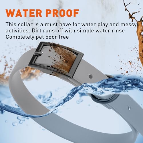 Image of Dogline Biothane Waterproof Dog Collar Strong Coated Nylon Webbing with Black Hardware Odor- Proof for Easy Care Easy to Clean High Performance Fits Small Medium or Large Dogs, Battleship Gray