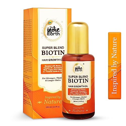 Image of The Indie Earth Rosemary Mint Biotin Hair Oil 100 mL Formulated with Biotin, Vitamin B5, Vitamin E, Rosemary, Mint, Argan Oil & other 21+ Natural Herbs & Oils