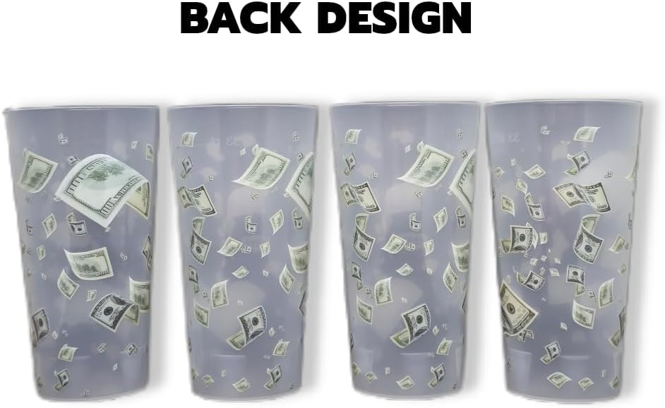 ReVè Money Party Cups – Set of 12 | 12oz Reusable, Eco-Friendly, Durable Plastic Cups | Made in France | BPA-Free Tumblers | Top-Rack Dishwasher Safe | Recycled & Recyclable