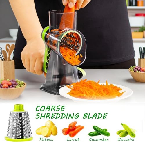 Eleko Meyar Cheese Grater with Handle, Multifunctional Manual Rotary Cheese Grater - Cheese Shredder Easily Chop Carrots, Potatoes, Vegetables and Fruits and Easy to Clean - Image 3