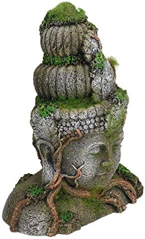 Aquatic Aquarium Decor Moss Covered Head Small Fish Tank Ornament 15x8x20cm