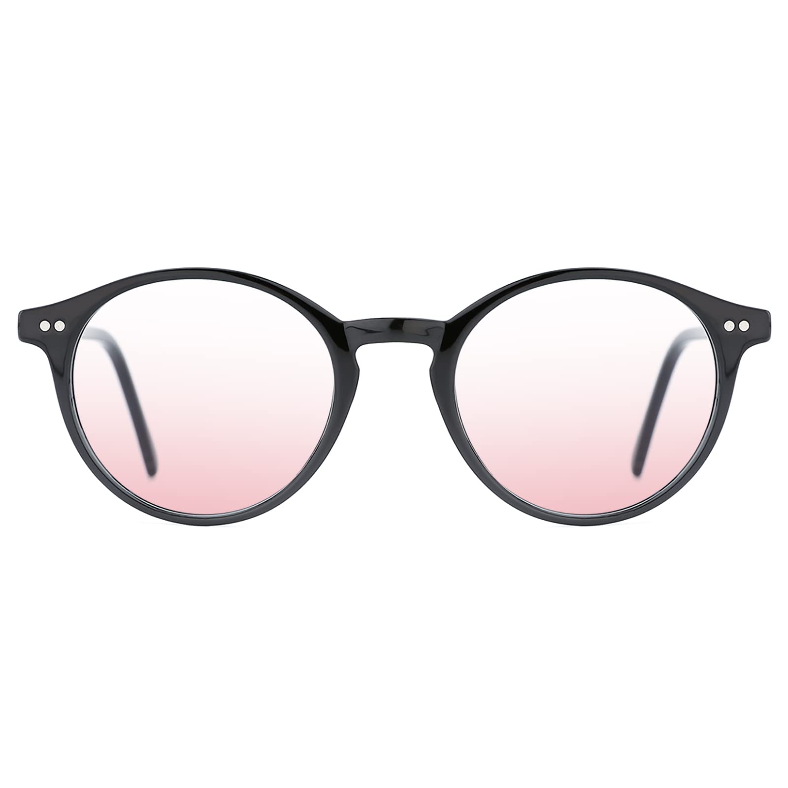 TIJN Blue Light Blocking Glasses Men Women,Vintage Round Frame Eyeglasses | Flexible Lightweight Frames with Red Orange Clear Lens for Computer Gaming Sleep Daily,Anti UV Blue-Ray Glare Screen Fatigue