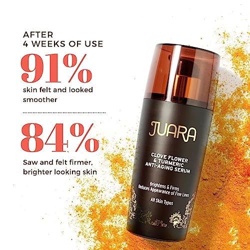 Juara - Clove Flower & Turmeric Anti-Aging Serum | Hyaluronic Acid | Reduces Appearance Of Face Wrinkles | Increases Skin Firmness | Naturally Brightens & Hydrates | Dermatologist Tested | Cruelty Free, Paraben & Sulfate Free, Vegetarian | 1 Oz #TOP2