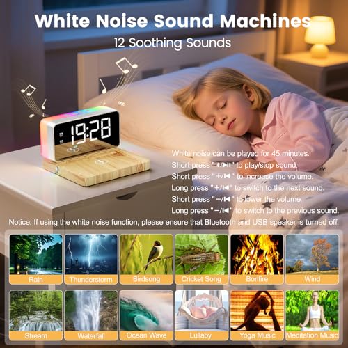 Alarm Clock for Heavy Sleeper,Wireless Charging,Bluetooth Speaker - Image 4