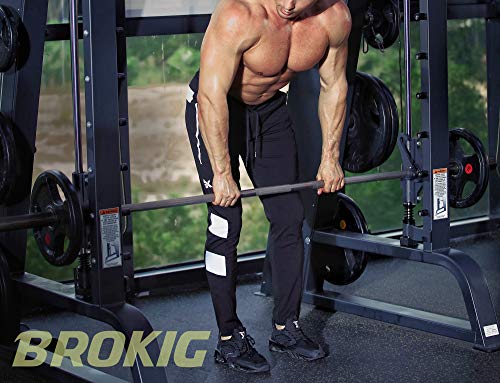 BROKIG Mens Strike White Workout Gym Athletic Jogger Pants Lightweight Running Sweatpants for Men with Pockets3