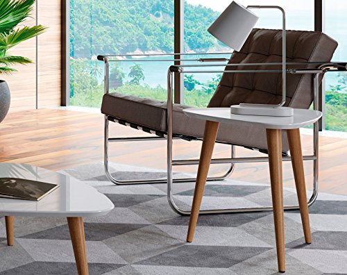 Manhattan Comfort Utopia High Triangle End Table, White Gloss #TOP4