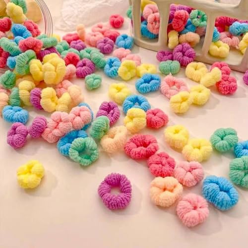 Image of 400PCS Baby Hair Ties,No Damage Cotton Elastic Hair Ties for Baby Girls | Multicolor Seamless Small Hair Ties Hair Bands Elastic Ponytail Holders Hair Accessories for Baby Girls Toddlers Kids