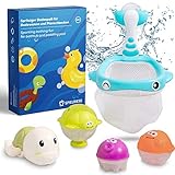 SPIELRIESE Badewannenspielzeug Badewanne Spielzeug Kinder - BPA frei - Wasserspielzeug Badewanne ab 6 Monate - Badespielzeug Baby ab 1 Jahr - Badespass für Kinder Badewanne
