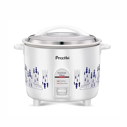Preethi Glitter Electric Cooker, 2.2 Liters with Single Pan ? White & Blue, (RC324)
