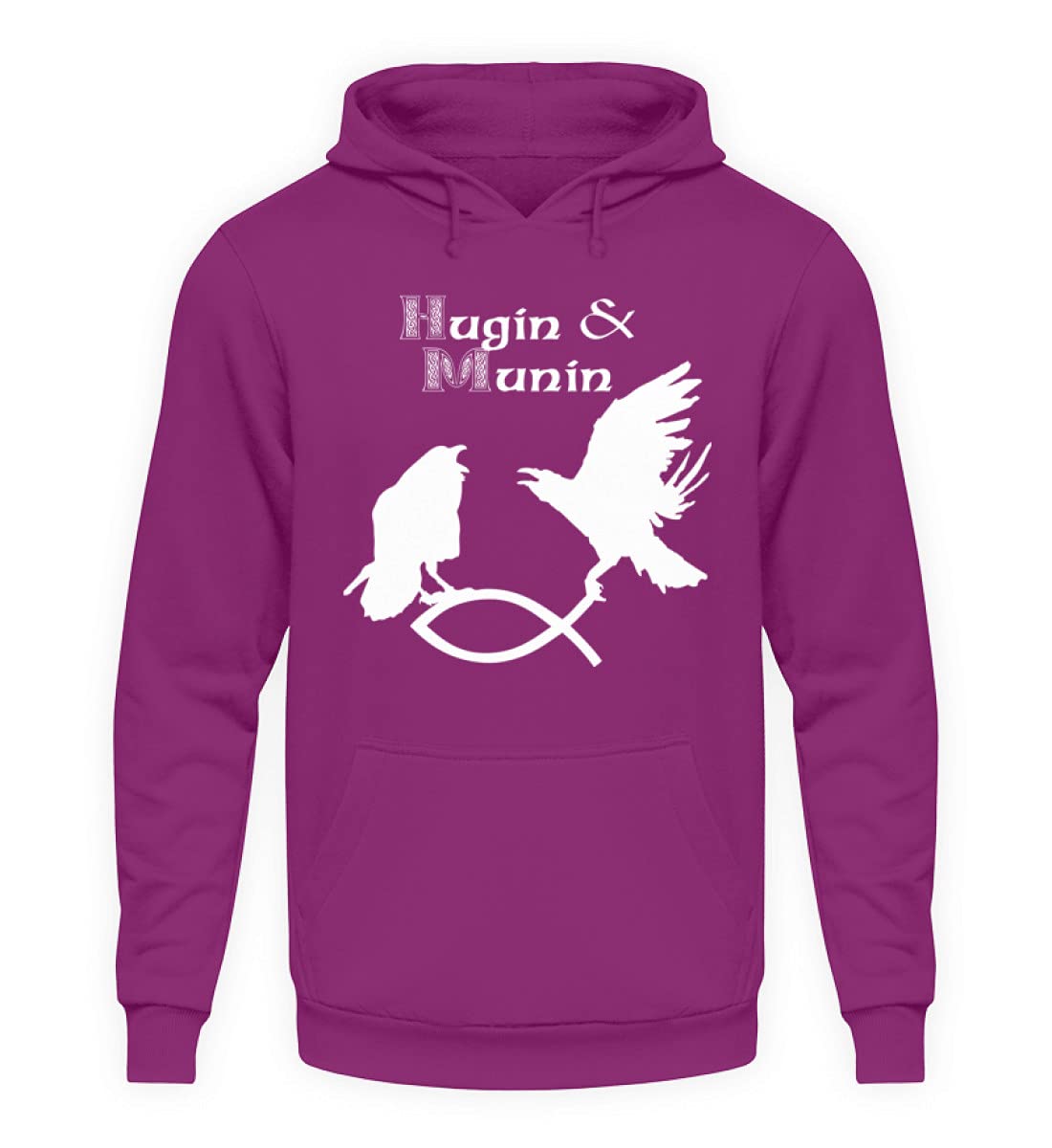 Pull à capuche unisexe Hugin & Munin noir coupe confort en taille S