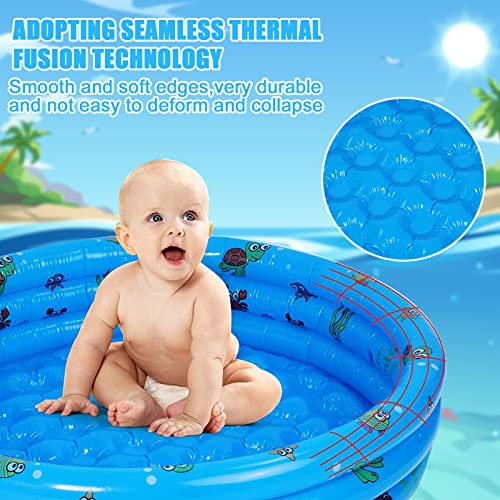 Planschbecken für Kinder, Aufblasbares Kinderpool, Aufblasbares Baby Schwimmbad, Runder Kinder Planschbecken mit Aufblasbarem Sicherheits-Boden, Kleine Planschbecken für Gärten (100 x 35cm) – Bild 5