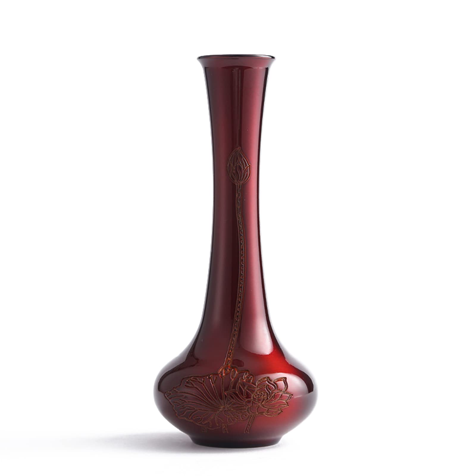 Amazon.co.jp: 銅花瓶、家の装飾芸術的な花の配置装飾的な花瓶の金と赤