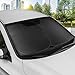 BDK 2PC Metallic Black Car Window Sun Shade Auto Shade for Windshield Visor, Block UV Reflect Heat to Keep Your Car SUV Truck, 31.75