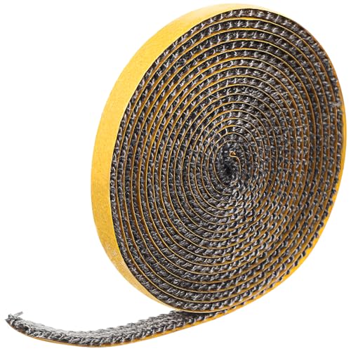 STOBAZA Cuerda Plana Autoadhesiva para Puerta de Estufa de Leña 3 Mm X 10 Mm X 3 M de Fibra de Vidrio Ignífuga, Junta de Sellado Resistente al Calor para Chimenea y Quemador, Accesorio