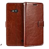Nokia Lumia 730 Wallet Case, Premium PU Leather Magnetic Flip Case Cover with Card Holder and Kickstand for Nokia Lumia 735