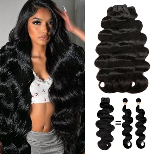 Bundles Human Hair Body Wave, 3 Bundles 18 20 22 Inch, Ultra Thin Double Drawn Sew In Weft, Unprocessed Raw Virgin Real Human Hair Extensions, Cuticle Aligned, Triple Lifespan, Reusable