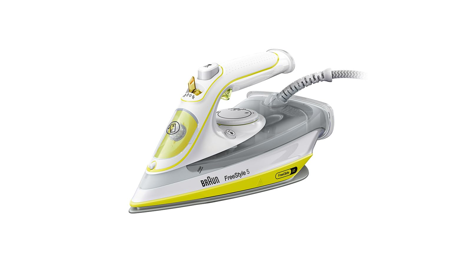 Braun FreeStyle 5 – Ferro da Stiro a Vapore con Piastra SuperCeramic, Vapore Potente, Antigoccia, Punta di Precisione, Stiratura Facile e Scorrevole, Giallo (SI5016YL)