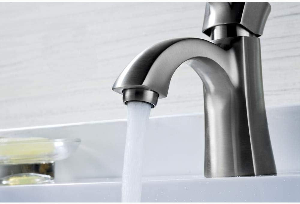 Brushed Nickel Single-Handle Bathroom Faucet with Drain Assembly