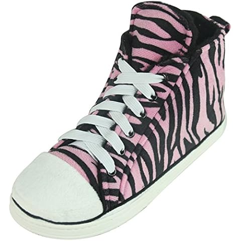 Home Slipper Women's Girl's Winter Warm Pink Striped Soft Plush Comfy Indoor Outdoor Floor Fancy Sneaker Slipper Booties,US 8 Cover