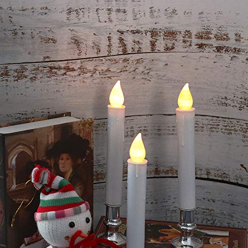 Image of Wondise Flameless Window Candles with Remote and Timer, Battery Operated Flickering Candles with Silver Holders and Suction Cups, Battery Included, for Holiday Decoration, Set of 4(D1 x H7 Inch)