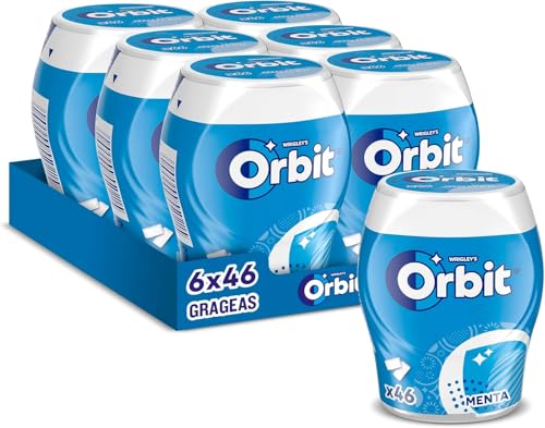 Orbit Bote de Chicles Sin Azúcar Sabor Menta, Fresco, Intenso y de Larga Duración en formato Gragea (6 x 46 chicles)