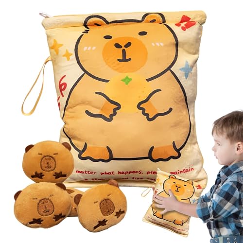 Jingmiger - Bolsa para merienda de peluche (bolsillo para aperitivos, con 4 pequeños), diseño de Capybara, c, Se référer au descriptif, Consulte la descripción