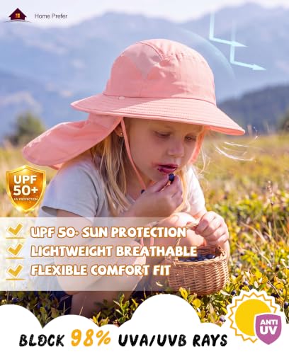Image of Home Prefer UPF 50+ Boys Sun Hat with Neck Flap Wide Brim Summer Beach Bucket Hat for Boys Girls Toddler Kids Safari Hat