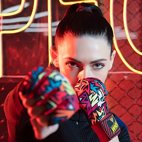 Hand Wraps Boxing Inner Gloves - Gel Elasticated Padded Bandages Under Mitts Long Wrist Support For Mma Muay Thai Kickboxing Martial Arts Training | Fist Protector (Passionate Picasso, S/M) #TOP3