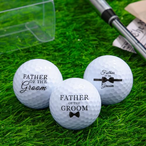 HyDren 3 Pcs Wedding Golf Balls Father of The Groom Gift Set Wedding Gifts Wedding Keepsake for Father Dad Men Wedding Favors Golf Balls from Son Groom, main white