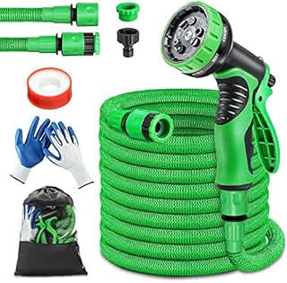 Garden Hose Expandable Garden Hose with 10 Function Spray Nozzle Durable ABS 3/4" 1/2" Aluminum Alloy Fittings Garden Hose Pipe No-Kink Flexible Lightweight Water Hose (50 FT)