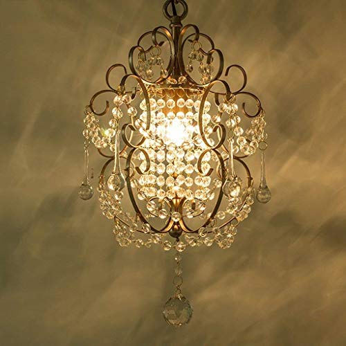 Lampe suspendue rétro fer cristal Led lustre E27 de salon