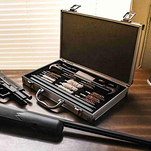iMounTEK Gun Cleaning Kit, Carry Case, 126 Pieces Supplies, Brushes for Universal Guns, Brushes for Rifle, Shotgun, Pistol, Handgun, 9mm, 45, 10, 22, 12 Gauge