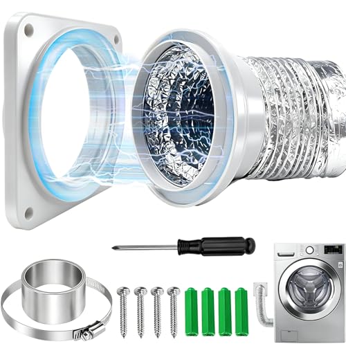 Magnetic Dryer Vent Coupling Connector Kit Suitable for Confined Paces Magnetic Dryer Vent Easy to Clean Lint Quick Connect Including a 6FT Hose and 4 Clamp
