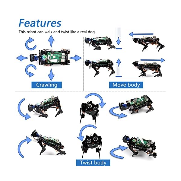 Freenove Robot Dog Kit for Raspberry Pi 4 B 3 B+ B A+, Walking, Self Balancing, Ball Tracing, Face Recognition… - Imagen 4