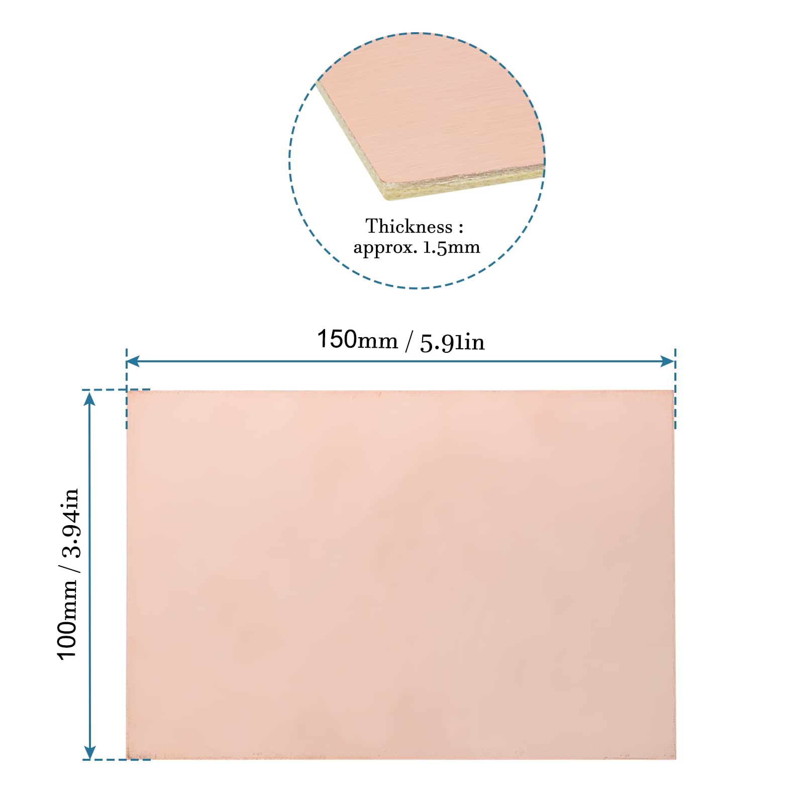 QUARKZMAN 150x100mm Rame PCB Scheda x 5pz Bifacciale per Alta Frequenza Circuiti e Precisione Comunicazione Attrezzatura, [Rame Tono]