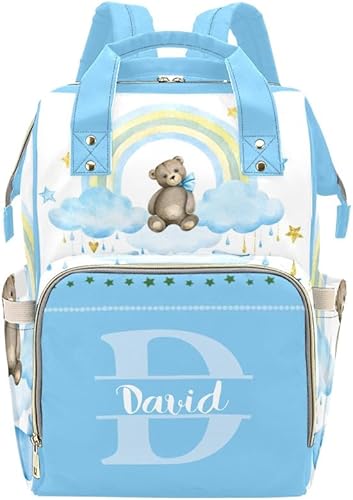 Mochila de pañales personalizada para niñas, niños, recién nacidos, osos, regalo lo mejor espaciosa bolsa de pañales impermeable para hombres y