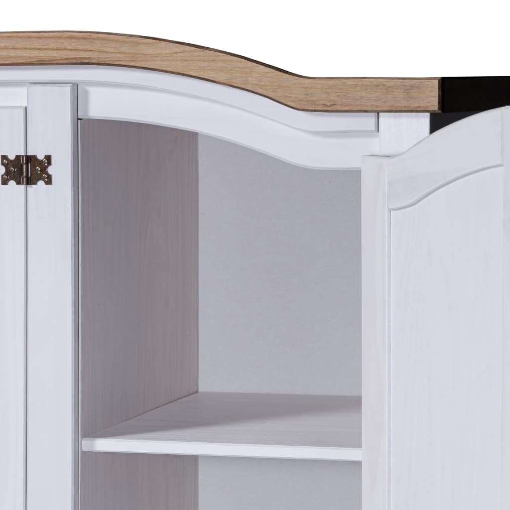 Cozynest Kiefer Kleiderschrank Mexiko-Stil Corona 3 Türen Garderobenschrank Schlafzimmerschrank Dielenschrank Holzschrank Schrank Weiß