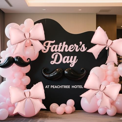 Image of 2pcs Large Bow Balloons, Bow Themed Party Decorations Elegant Coquette Balloons for Coquette Birthday Wedding Engagement Party Decoration (pink)