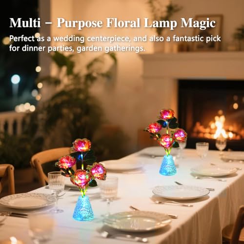 Image of Golden Foil Rose Table Lamp, Night Light Birthday Gift for Women Home Decor