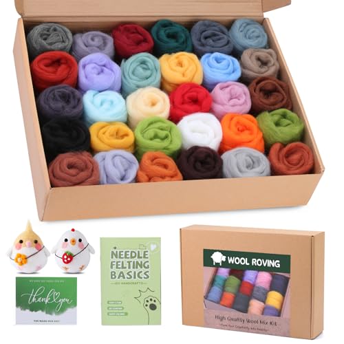 Reovin Filzwolle in 30 Farben, Wollvlies Zum Filzen, Nadelfilzwolle,...