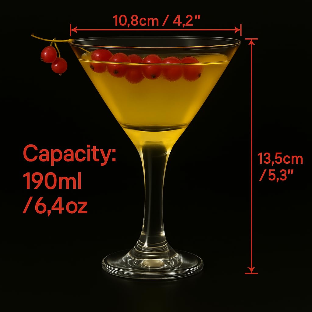 Set di 2 bicchieri da Martini (6oz/175ml). Bicchieri da Cocktail, Espresso Martini, Margarita e Prosecco, Coppa Champagne a Lungo Piede