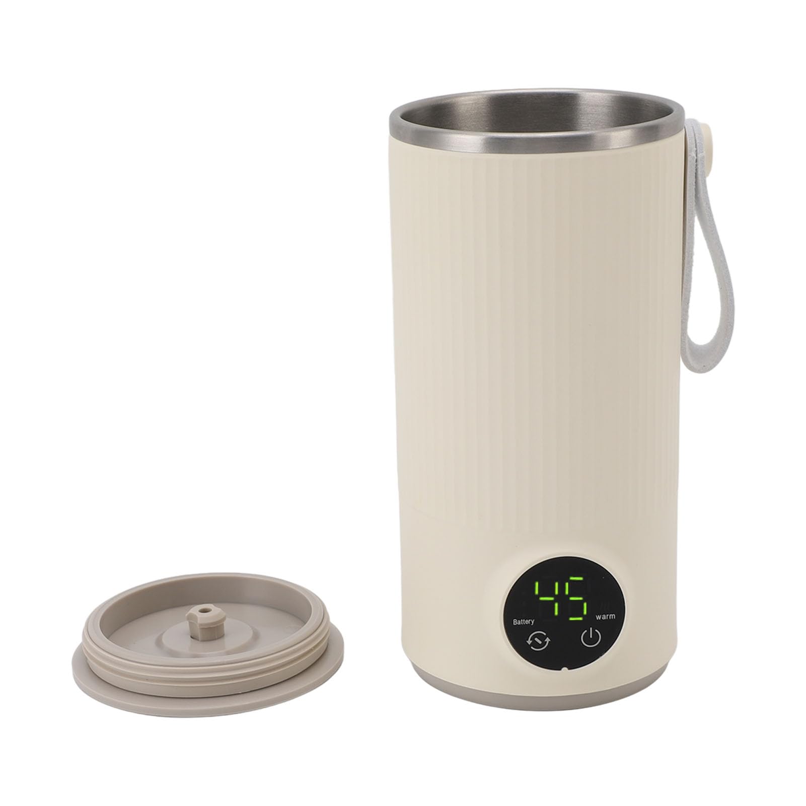 Calentador/agitador de Biberones Portátil, Fabricado en Acero Inoxidable y Material ABS, Recargable por USB, Calienta hasta 55 ℃, Calentador de Biberones de Viaje Inalámbrico, 400 ml.