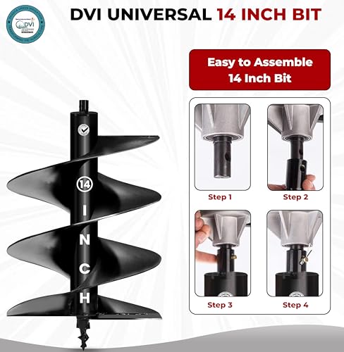 Image of DVI Universal 14 Inch Earth Auger Drill Bit /Planter | Fit In 4 Stroke 196CC Earth Auger | Made With High Metal & ISI Approved Pipe For Durablity | For Digging Holes, Plantation. (14 inch INCH BIT)