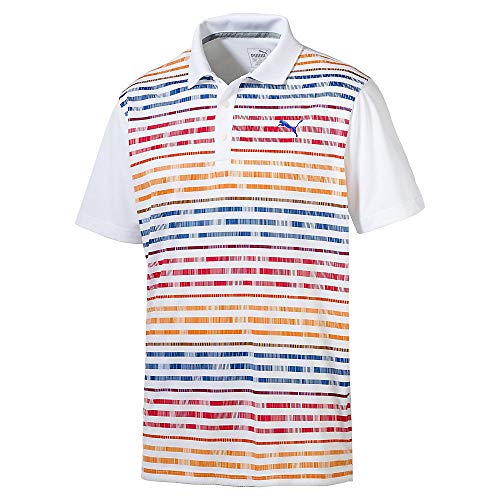 Puma Golf Men's Road Map Polo, Bright White/High Risk Red, Large