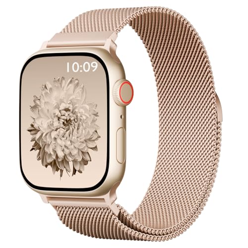 Image of Magnetic Mesh Metal Compatible with Apple Watch Band 49mm 46mm 45mm 44mm 42mm 41mm 40mm 38mm Men and Women, Stainless Steel Loop Clasp Replacement for iWatch Bands Ultra Series 10 9 8 7 SE 6 5 4 3 2 1